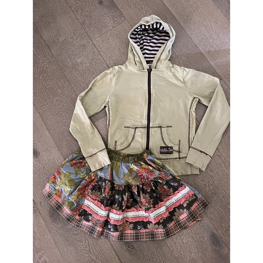 Lot Of 2 Matilda Jane Outfit 2 Pc Clothes Set Hoodie Shirt Skirt Set Size 6 XS